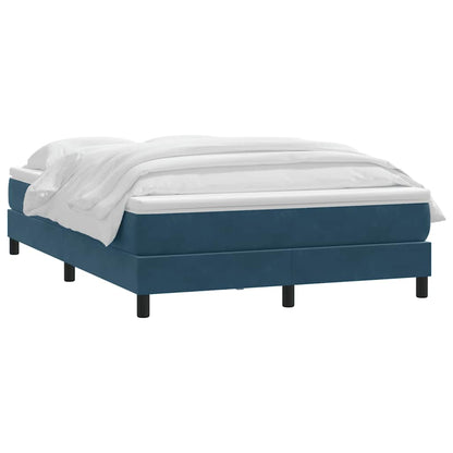 vidaXL Lit tapissier avec matelas Bleu foncé 160x220 cm Velours