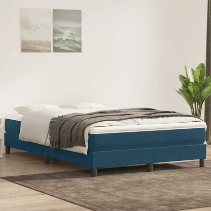 vidaXL Lit tapissier avec matelas Bleu foncé 160x220 cm Velours