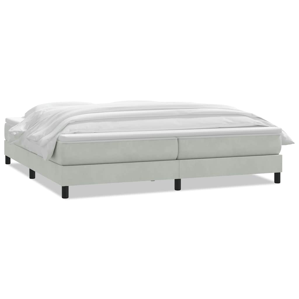 vidaXL Boxspringbett mit Matratze Hellgrau 180x220 cm Samt