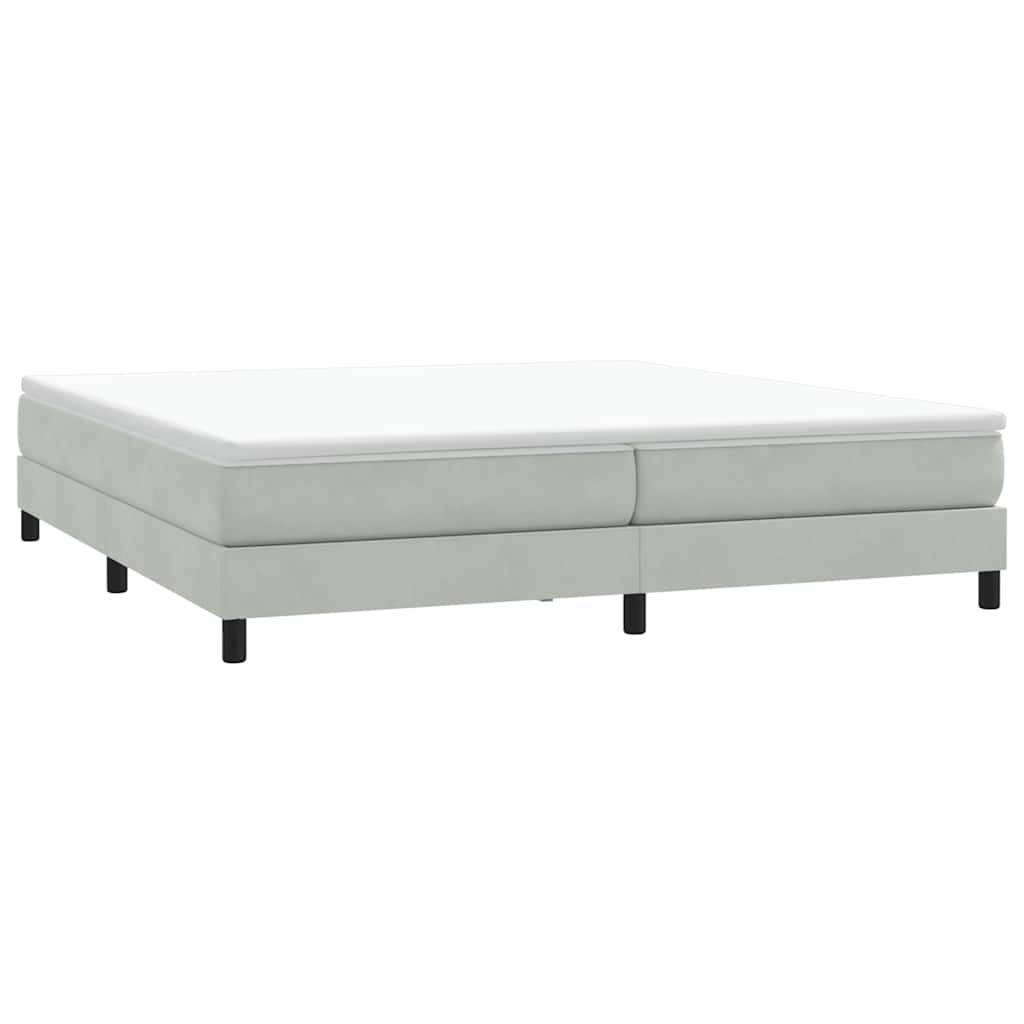 vidaXL Boxspringbett mit Matratze Hellgrau 180x220 cm Samt