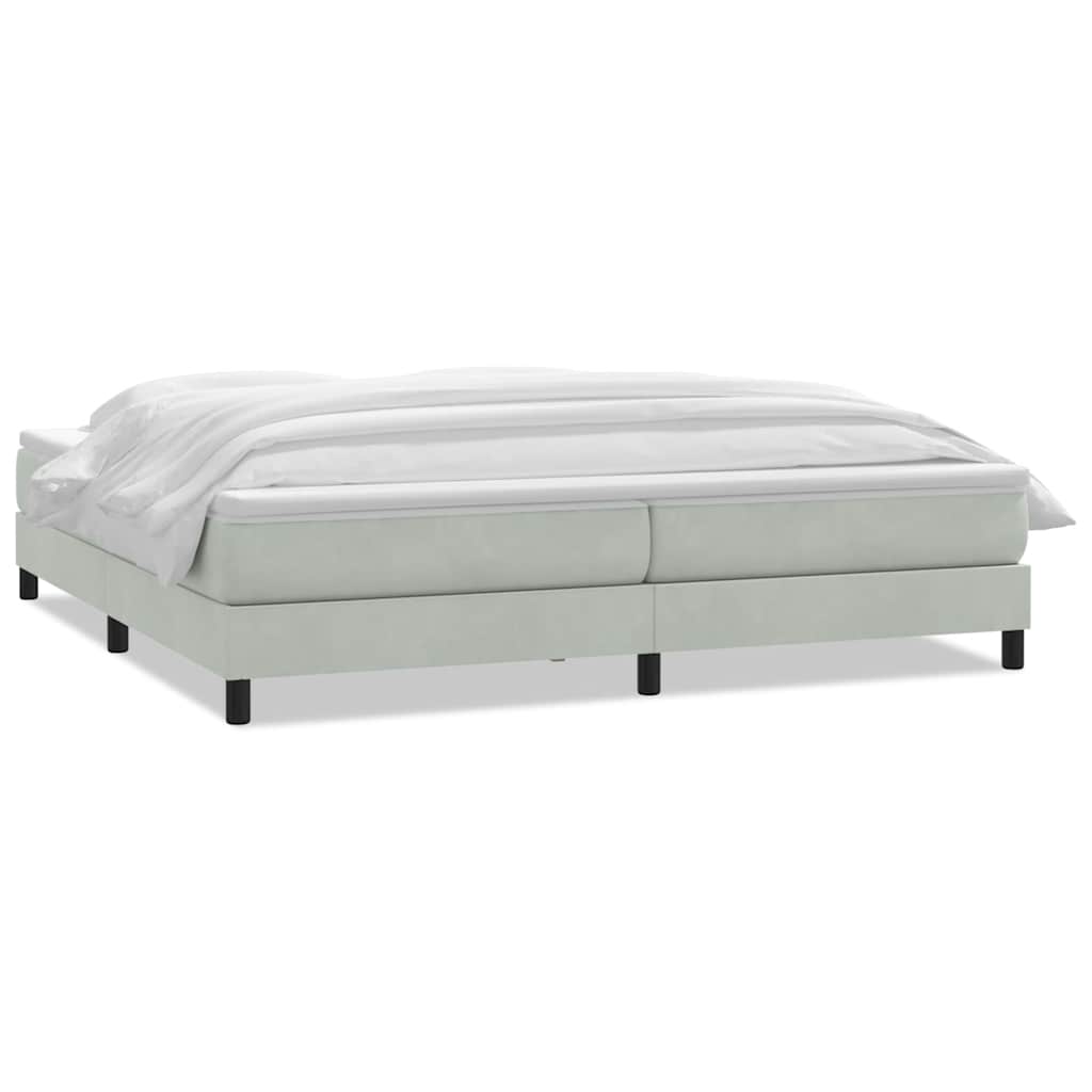 vidaXL Lit boxspring avec matelas Gris clair 200x220 cm Velours
