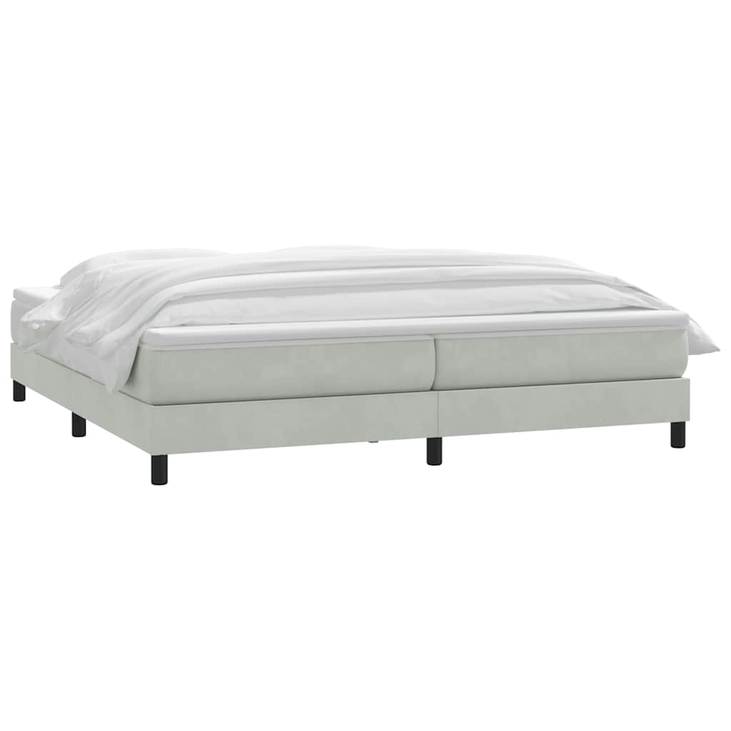 vidaXL Lit boxspring avec matelas Gris clair 200x220 cm Velours