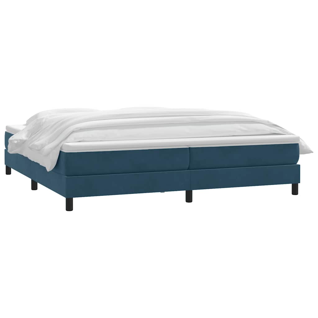 vidaXL Lit à sommier tapissier avec matelas Bleu foncé 200x220 cm Velours