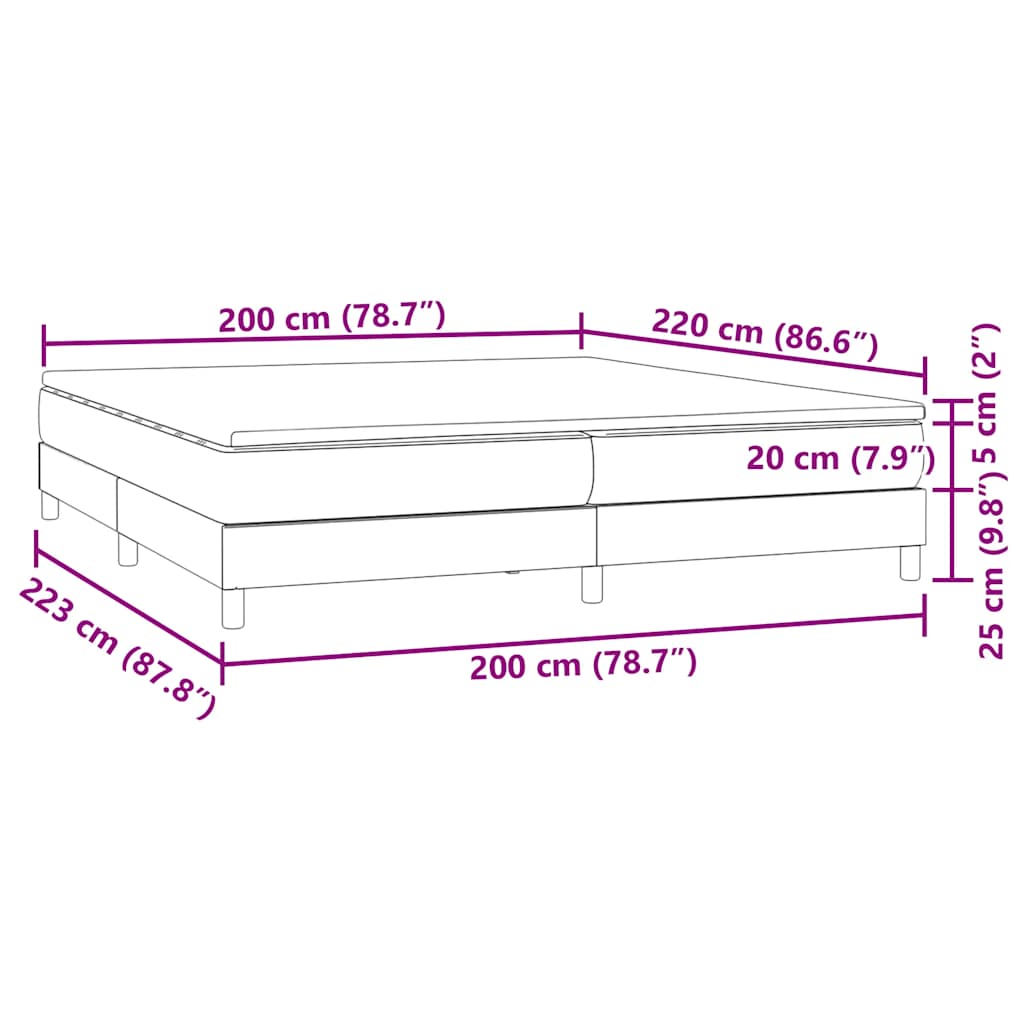 vidaXL Boxspringbett mit Matratze Rosa 200x220 cm Samt