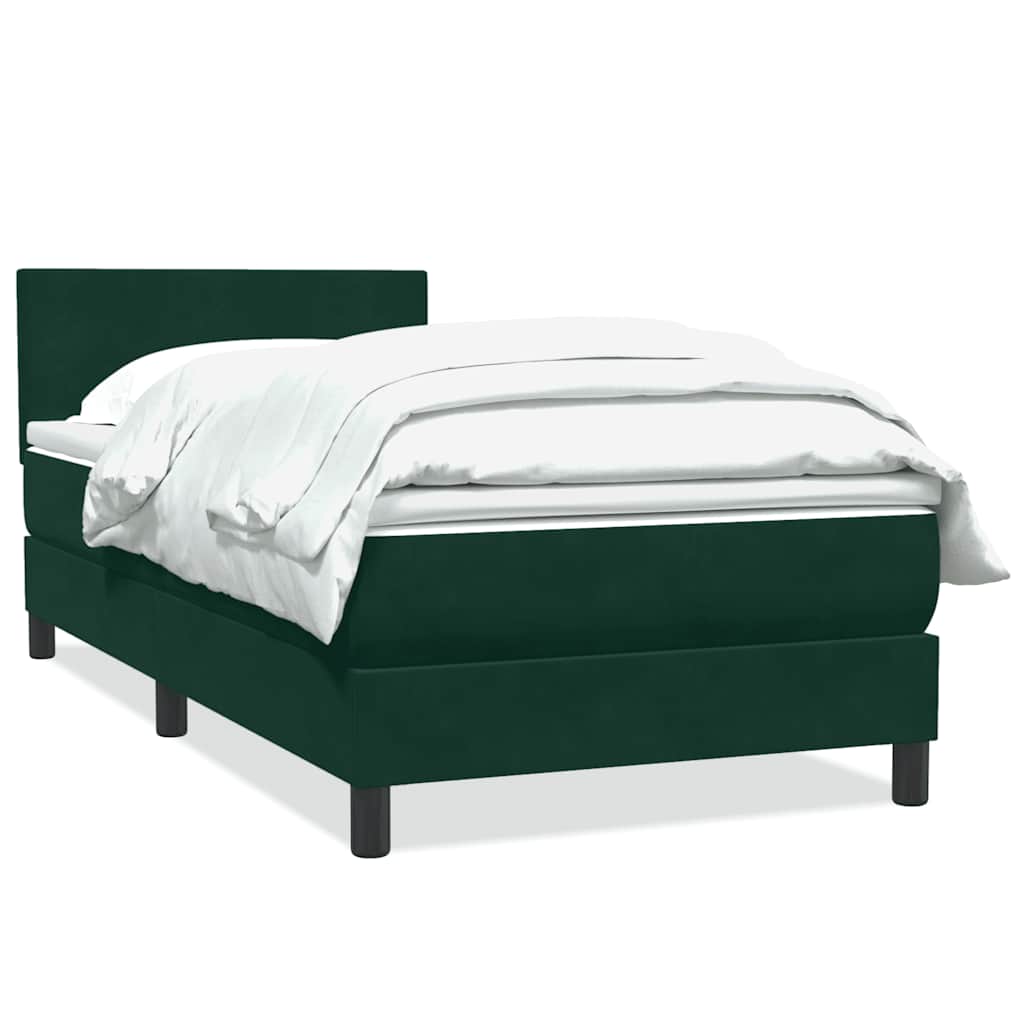 vidaXL Boxspringbett mit Matratze Dunkelgrün 90x210 cm Samt