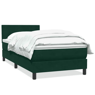 vidaXL Boxspringbett mit Matratze Dunkelgrün 90x210 cm Samt