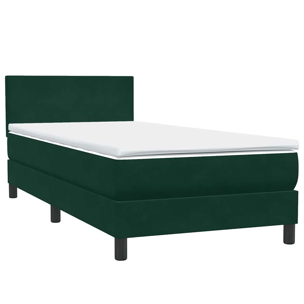 vidaXL Boxspringbett mit Matratze Dunkelgrün 90x210 cm Samt