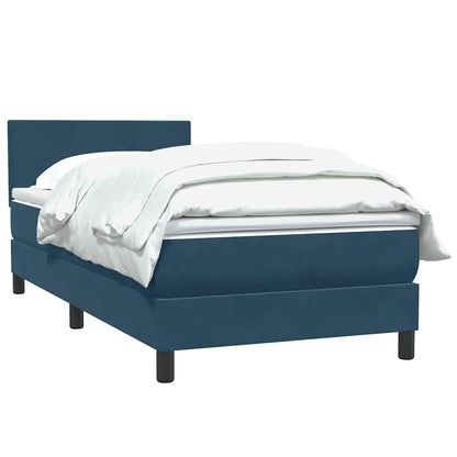 vidaXL Boxspringbett mit Matratze Dunkelblau 90x210 cm Samt