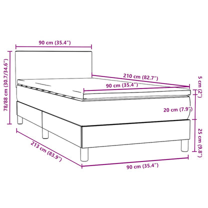vidaXL Boxspringbett mit Matratze Rosa 90x210 cm Samt
