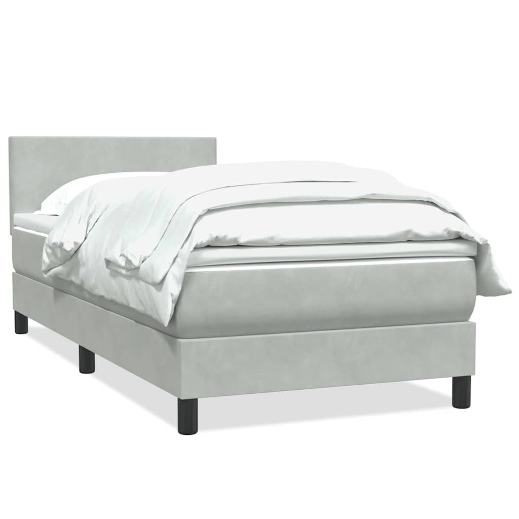 vidaXL Boxspringbett mit Matratze Hellgrau 100x210 cm Samt