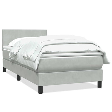 vidaXL Boxspringbett mit Matratze Hellgrau 100x210 cm Samt