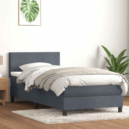 vidaXL Boxspringbett mit Matratze Dunkelgrau 100x210 cm Samt