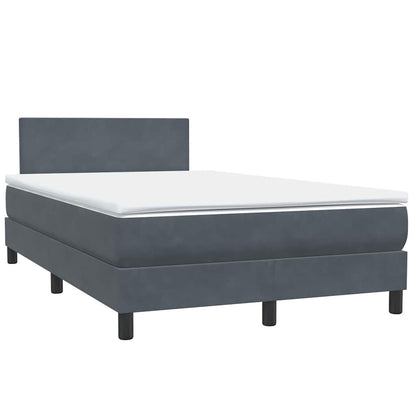 vidaXL Boxspringbett mit Matratze Dunkelgrau 120x210 cm Samt