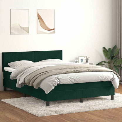 vidaXL Lit boxspring avec matelas vert foncé 140x210 cm Velours
