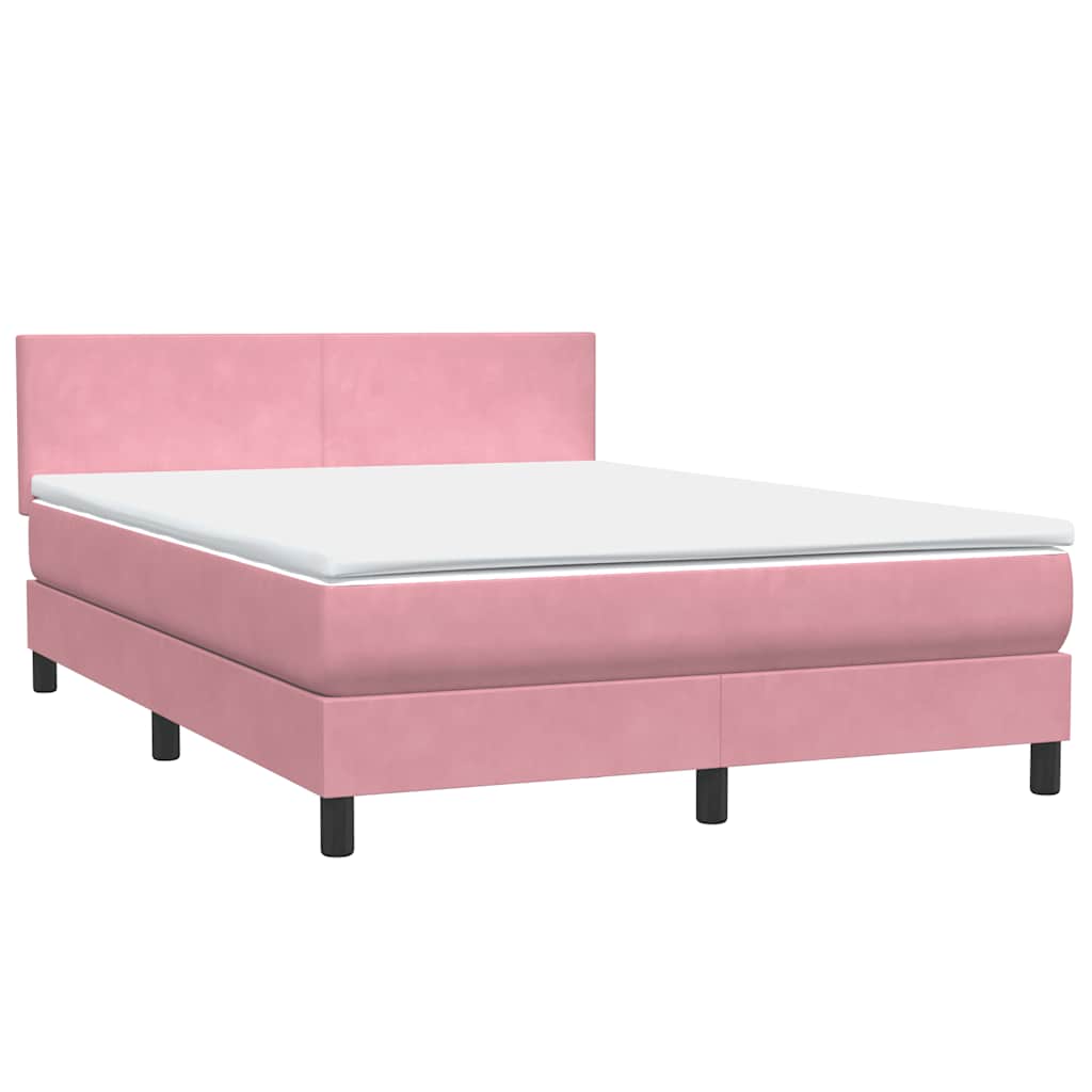 vidaXL Lit coffre avec matelas Rose 140x210 cm Velours