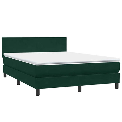 vidaXL Boxspringbett mit Matratze Dunkelgrün 160x210 cm Samt