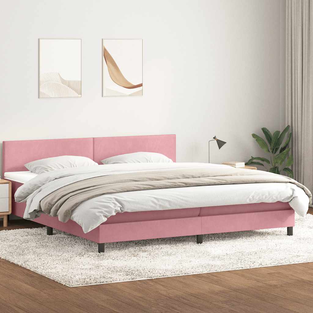 Boxspringbett mit Matratze Rosa 180x210 cm Samt