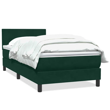 vidaXL Boxspringbett mit Matratze Dunkelgrün 80x220 cm Samt