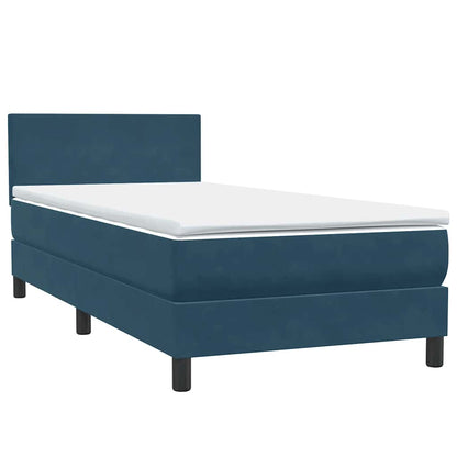 vidaXL Boxspringbett mit Matratze Dunkelblau 80x220 cm Samt