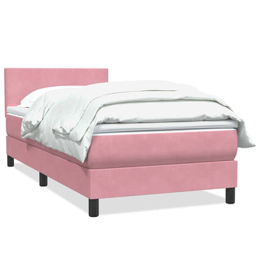 vidaXL Boxspringbett mit Matratze Rosa 80x220 cm Samt