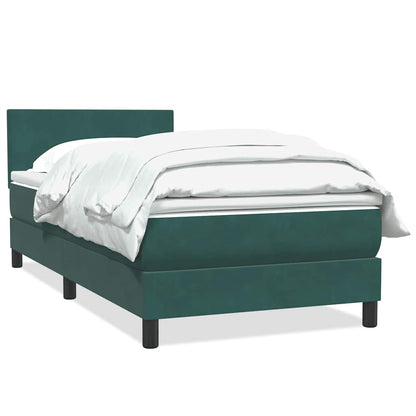 vidaXL Boxspringbett mit Matratze Dunkelgrün 90x220 cm Samt
