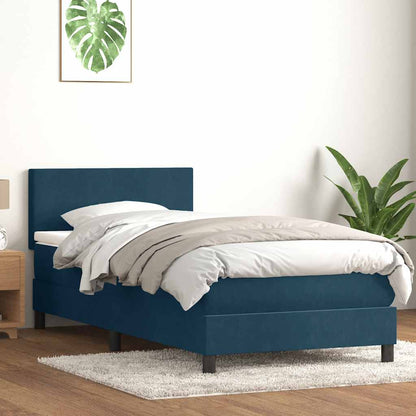 vidaXL Lit coffre avec matelas Bleu foncé 90x220 cm Velours