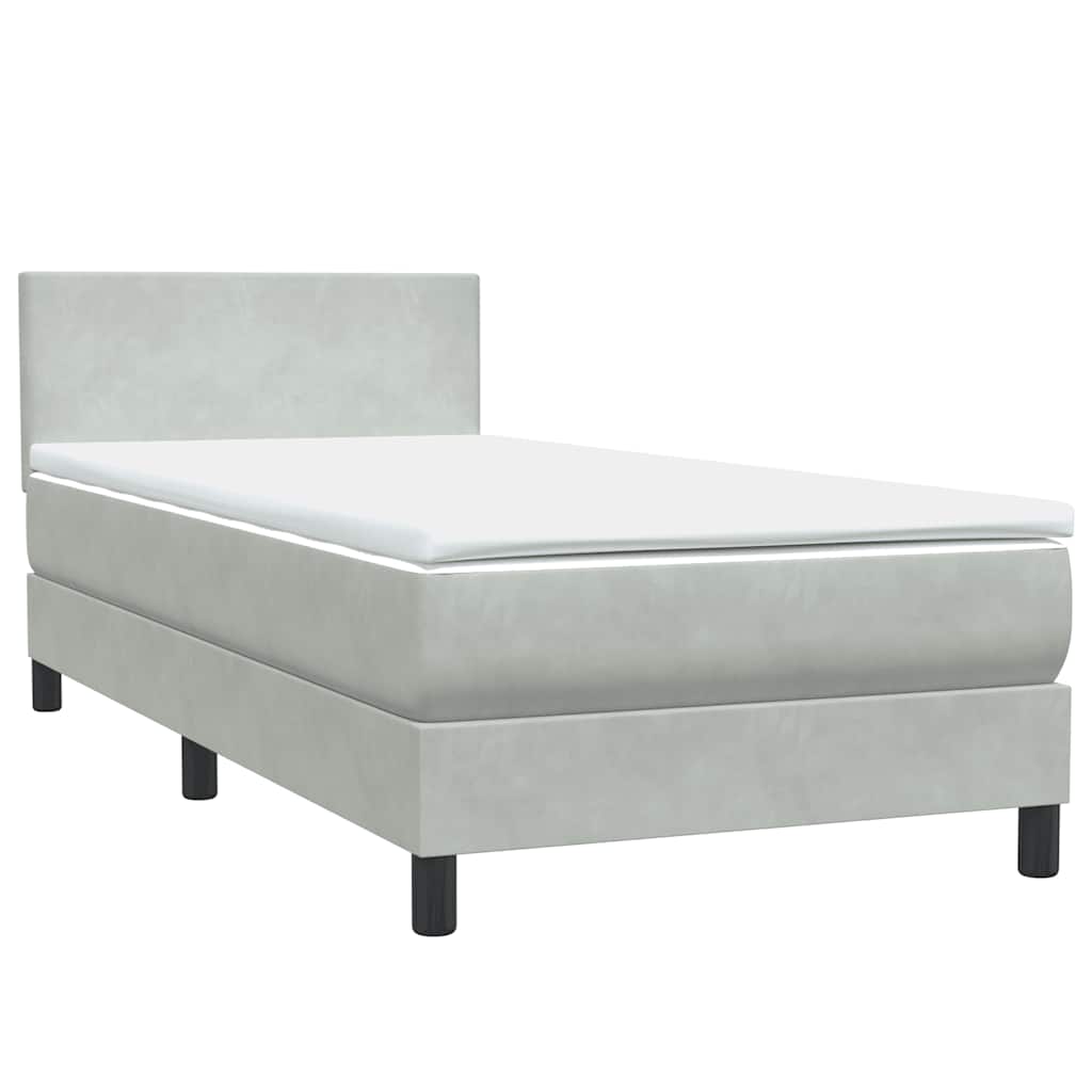 vidaXL Boxspringbett mit Matratze Hellgrau 100x220 cm Samt