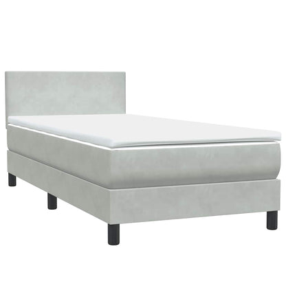 vidaXL Boxspringbett mit Matratze Hellgrau 100x220 cm Samt