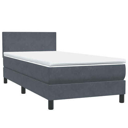 vidaXL Boxspringbett mit Matratze Dunkelgrau 100x220 cm Samt