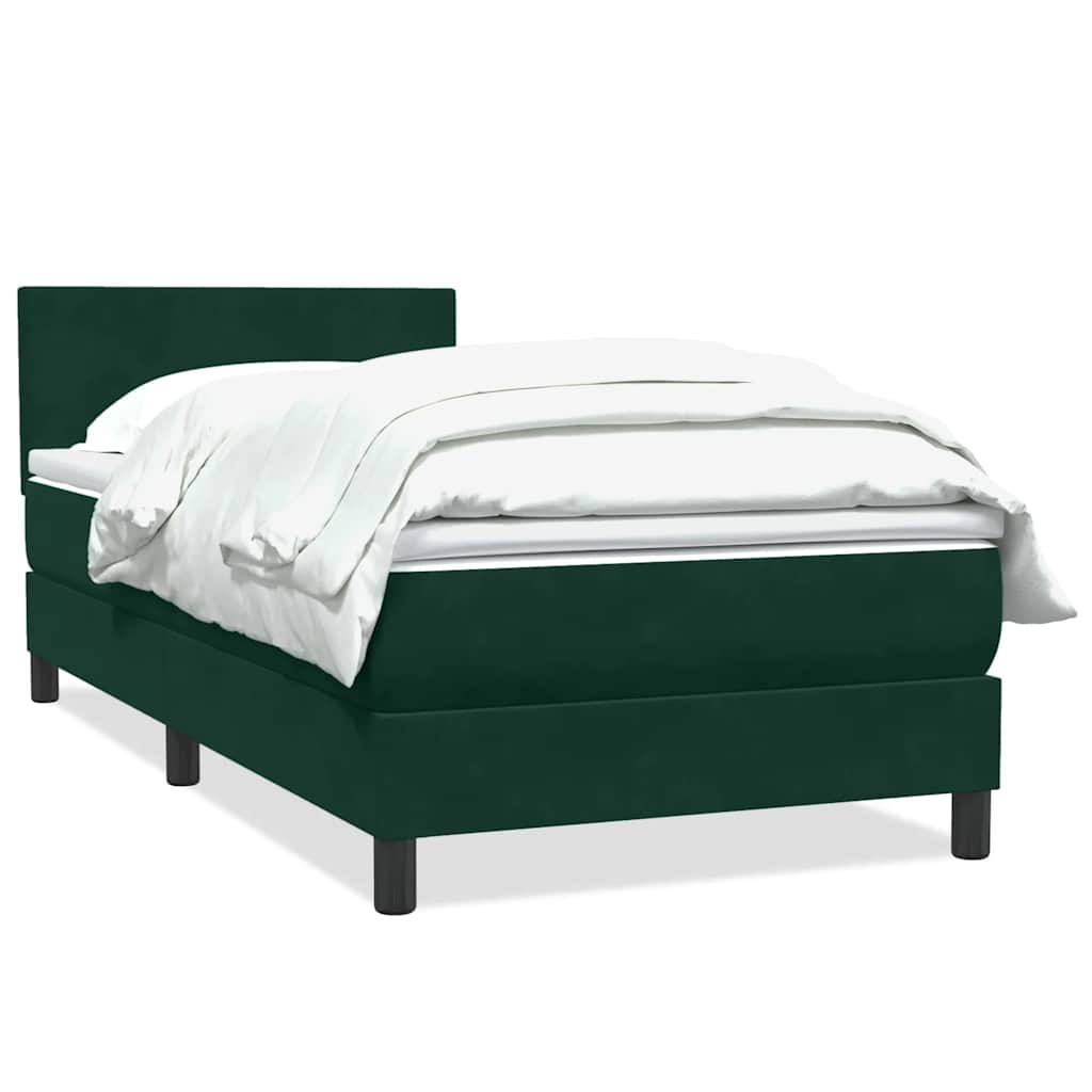 vidaXL Boxspringbett mit Matratze Dunkelgrün 100x220 cm Samt