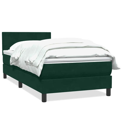 vidaXL Boxspringbett mit Matratze Dunkelgrün 100x220 cm Samt