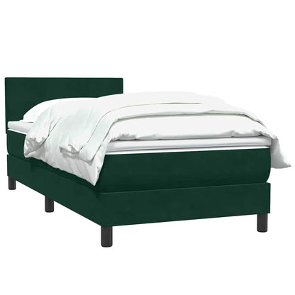 vidaXL Boxspringbett mit Matratze Dunkelgrün 100x220 cm Samt
