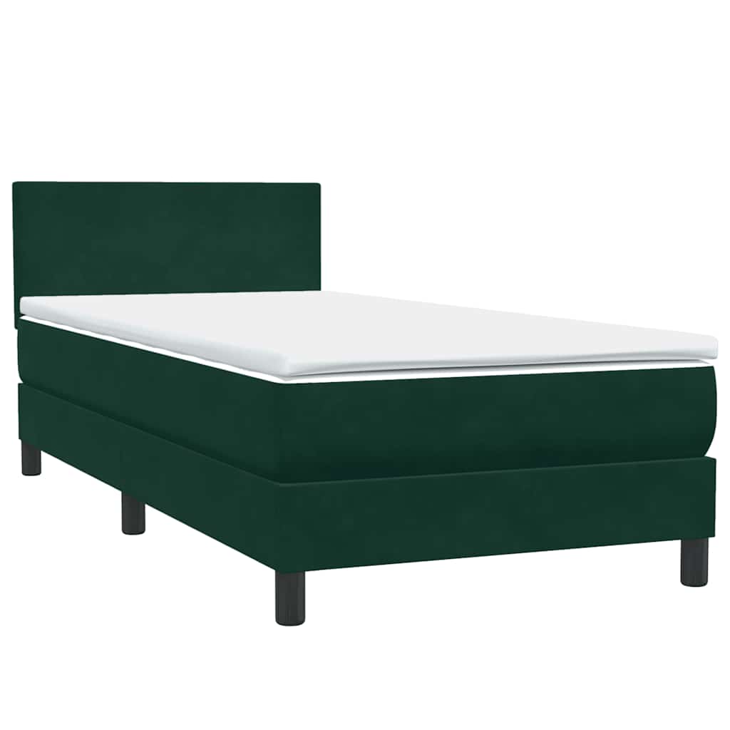 vidaXL Boxspringbett mit Matratze Dunkelgrün 100x220 cm Samt