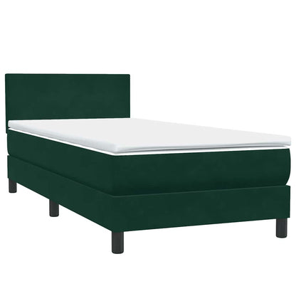 vidaXL Boxspringbett mit Matratze Dunkelgrün 100x220 cm Samt