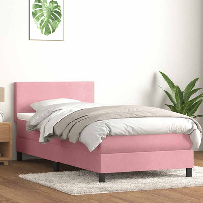 vidaXL Lit boxspring avec matelas rose 100x220 cm velours