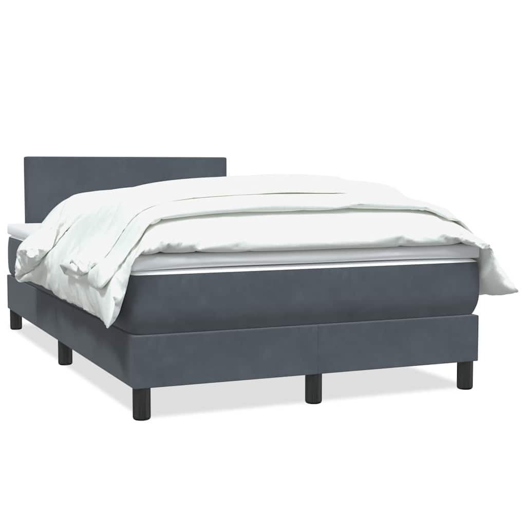 vidaXL Boxspringbett mit Matratze Dunkelgrau 120x220 cm Samt