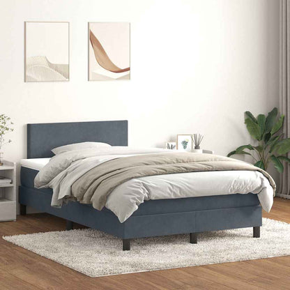 vidaXL Boxspringbett mit Matratze Dunkelgrau 120x220 cm Samt