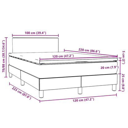 vidaXL Boxspringbett mit Matratze Schwarz 120x220 cm Samt
