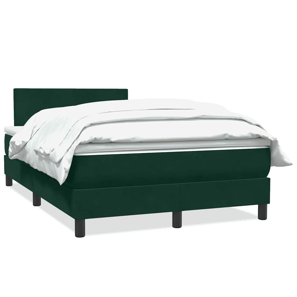 vidaXL Boxspringbett mit Matratze Dunkelgrün 120x220 cm Samt