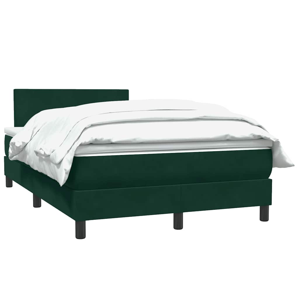 vidaXL Boxspringbett mit Matratze Dunkelgrün 120x220 cm Samt