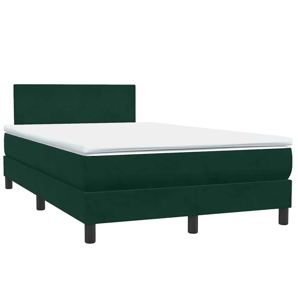 vidaXL Boxspringbett mit Matratze Dunkelgrün 120x220 cm Samt