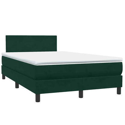 vidaXL Boxspringbett mit Matratze Dunkelgrün 120x220 cm Samt