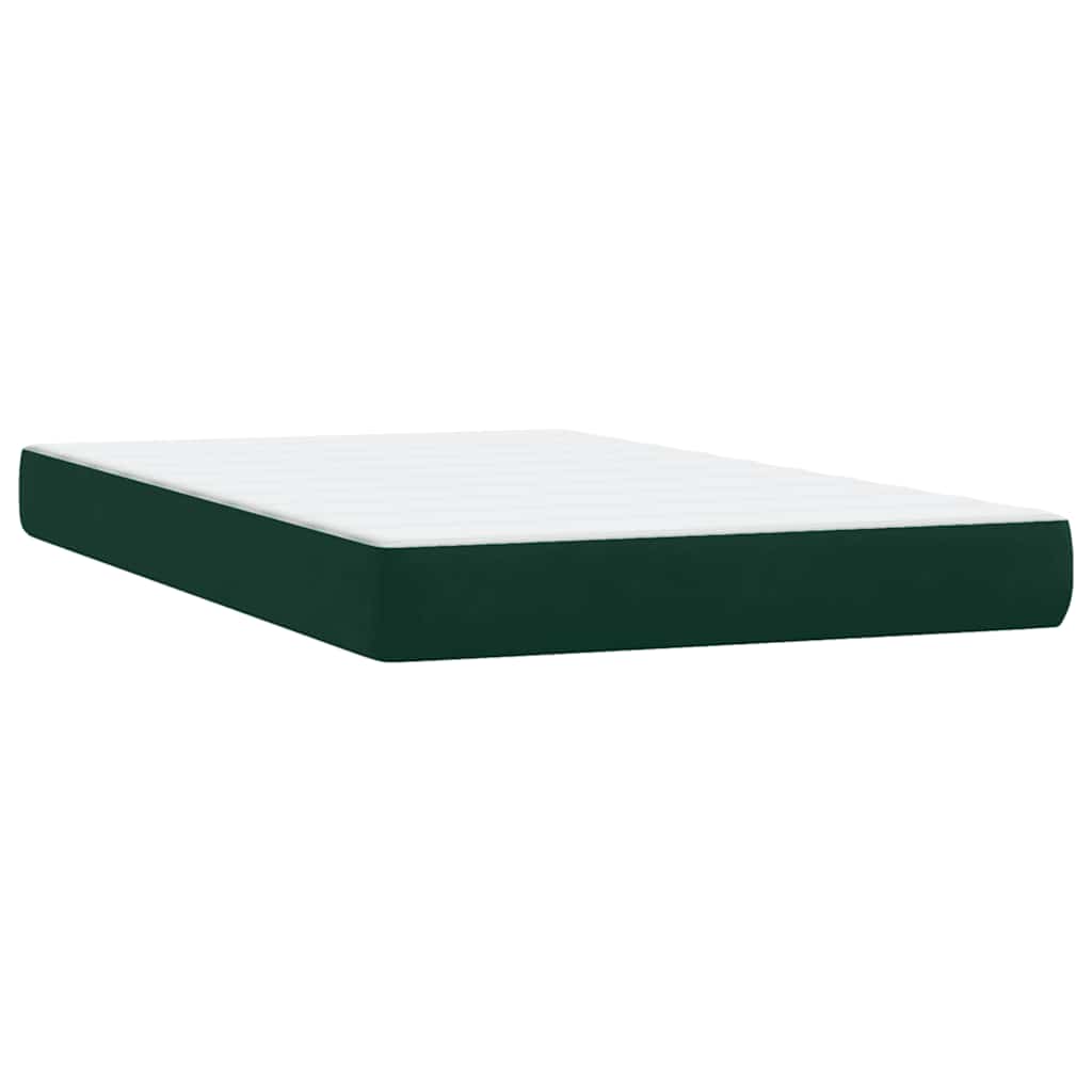 vidaXL Boxspringbett mit Matratze Dunkelgrün 120x220 cm Samt