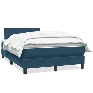 vidaXL Boxspringbett mit Matratze Dunkelblau 120x220 cm Samt