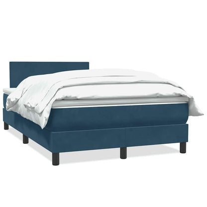 vidaXL Boxspringbett mit Matratze Dunkelblau 120x220 cm Samt