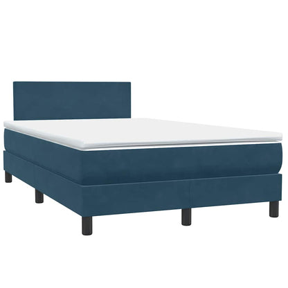 vidaXL Boxspringbett mit Matratze Dunkelblau 120x220 cm Samt