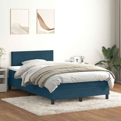 vidaXL Boxspringbett mit Matratze Dunkelblau 120x220 cm Samt