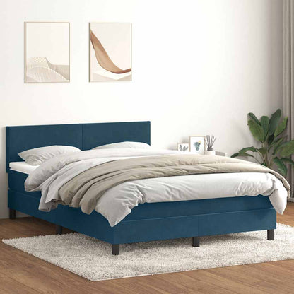 vidaXL Lit coffre avec matelas Bleu foncé 140x220 cm Velours