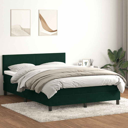 Boxspringbett mit Matratze Dunkelgrün 160x220 cm Samt