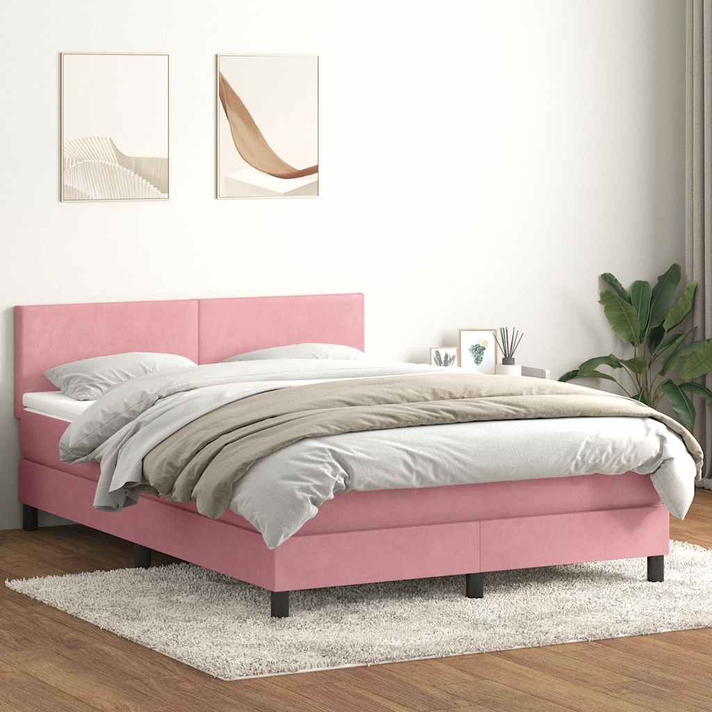 vidaXL Lit coffre avec matelas Rose 160x220 cm Velours